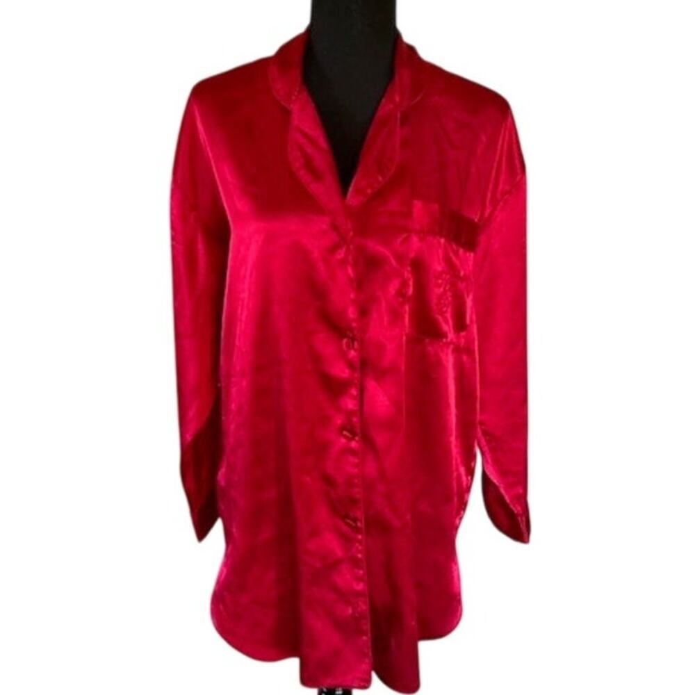 Vintage Victoria’s Secret Gold Label Red Satin Night Shirt – Size P/S – READ